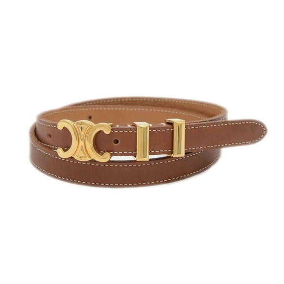 CELINE Brown Leather Belt - Picture 1 of 6